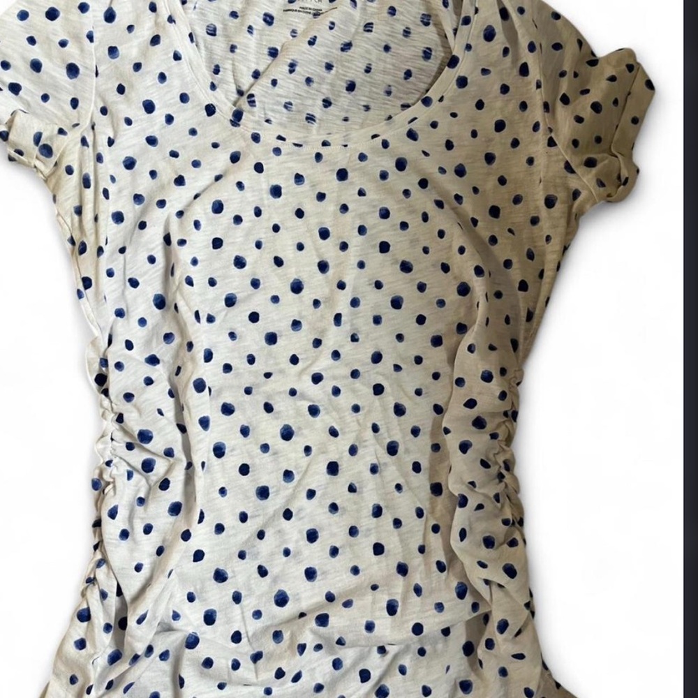 Maternity White Polka Dot Short Sleeve Top with Navy Dots